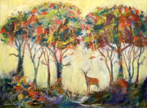 woodland stag 56x40cm, acrylic on canvas