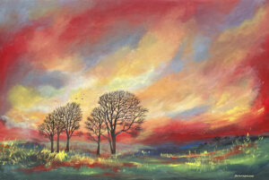 Sunset at the South Downs 60x40cm, acrylic on canvas