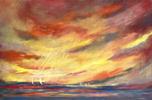 Sunrise Sailing 80x100cm, acrylic on canvas